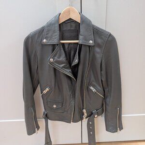 All Saints Dark Grey Leather Jacket